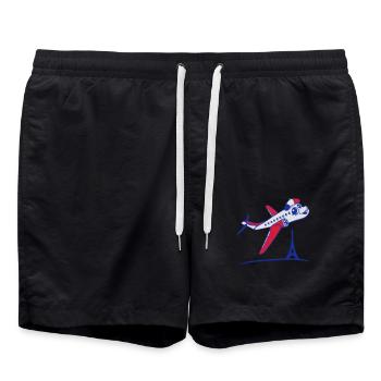 frankreich eifel turm französisch lebendig gesicht - Badeshorts - Schwarz - Vorne - AI Model Male 185 light (185cm)