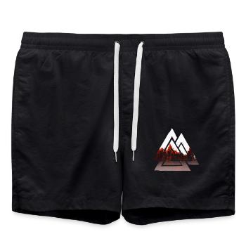 Valknut, symbole d'Odin - Avec forêt - Short de bain - noir - Devant - AI Model Male 185 light (185cm)