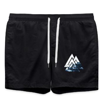 Valknut, Symbol von Odin - Mit Nebelwald - Badeshorts - Schwarz - Vorne - AI Model Male 185 light (185cm)