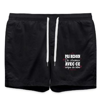 pas besoin de cheveux avec ce corp de rêve humour - Short de bain - noir - Devant - AI Model Male 185 light (185cm)