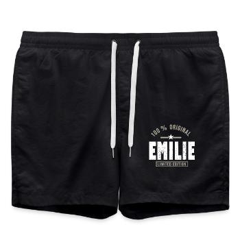 Emilie ORIGINAL personalized gift emilie first name - Swim Trunks - black - Front - AI Model Male 185 light (185cm)
