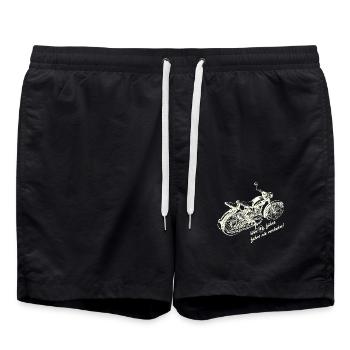 DDR Oldtimer Motorrad RT125 - Badeshorts - Schwarz - Vorne - AI Model Male 185 light (185cm)