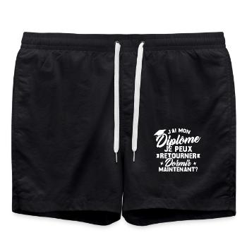 J'ai mon diplôme je peux retourner dormir? - Short de bain - noir - Devant - AI Model Male 185 light (185cm)