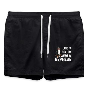 Bernese Mountain Dog - Swim Trunks - black - Front - AI Model Male 185 light (185cm)