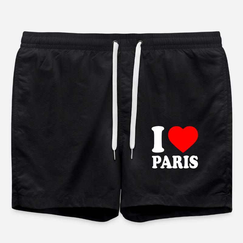 I love paris - Badeshorts - Schwarz