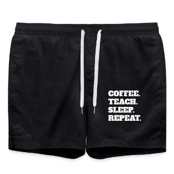 Teacher Coffee Teacher Coffee Cup School Class - Swim Trunks - black - Front - AI Model Male 185 light (185cm)