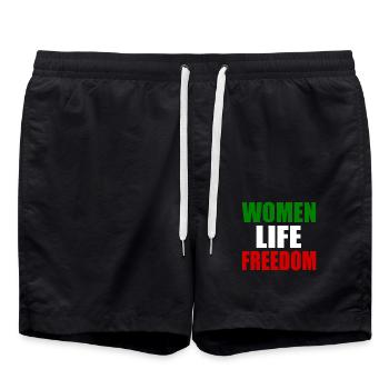 Women life freedom - Swim Trunks - black - Front - AI Model Male 185 light (185cm)