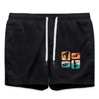 fitness sportive retro - Short de bain - noir - Devant - AI Model Male 185 light (185cm)