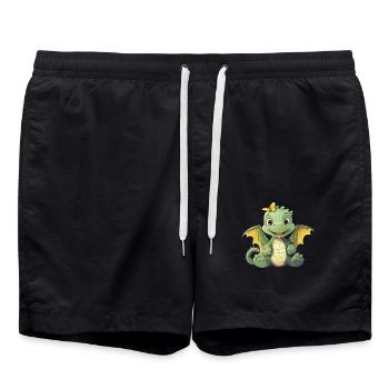 Dino Dinosaur Angel Wings Dragon - Swim Trunks - black - Front - AI Model Male 185 light (185cm)
