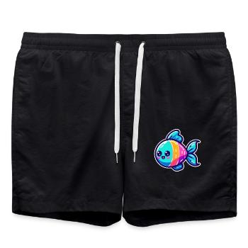 Rainbow Fish Design - Swim Trunks - black - Front - AI Model Male 185 light (185cm)