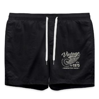 50. Geburtstag 50 Jahre Jahrgang 1975 Mann Frau - Badeshorts - Schwarz - Vorne - AI Model Male 185 light (185cm)