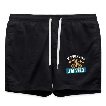 Je peux pas j ai vélo bicyclette - Short de bain - noir - Devant - AI Model Male 185 light (185cm)
