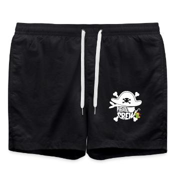 Pirate Birthday Party Group Shirt Buccaneers - Swim Trunks - black - Front - AI Model Male 185 light (185cm)