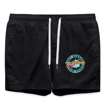 Get Soaked, Stay Stoked Water Fun Summer Squirt Gu - Badeshorts - Schwarz - Vorne - AI Model Male 185 light (185cm)