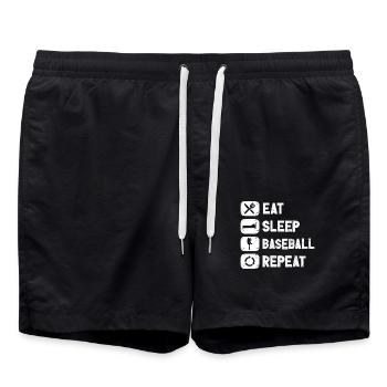 Joueur de baseball Équipe de baseball Baseballer - Short de bain - noir - Devant - AI Model Male 185 light (185cm)
