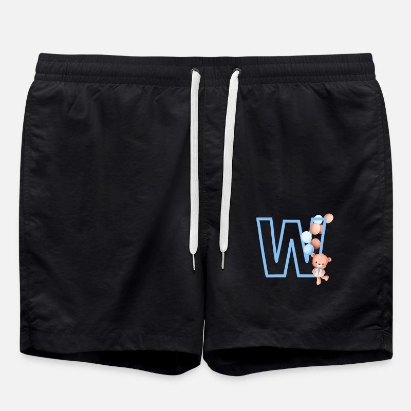 Lettre w bleue ours - Short de bain - noir