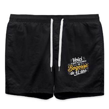 62 Year Old Bogosse - Swim Trunks - black - Front - AI Model Male 185 light (185cm)