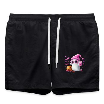 Cute Ghost Halloween Retro Design with Pumpkin - Swim Trunks - black - Front - AI Model Male 185 light (185cm)