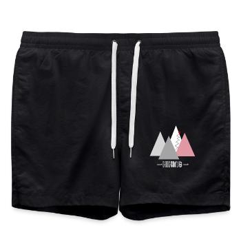 HIKING Logo Design - Badeshorts - Schwarz - Vorne - AI Model Male 185 light (185cm)