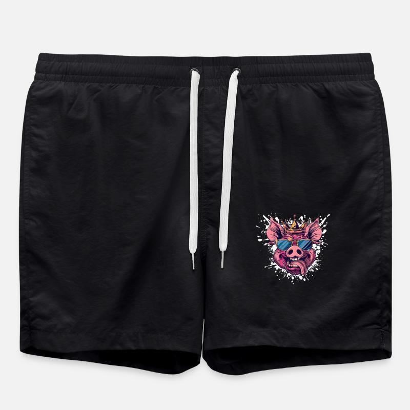 Cochon Anniversaire Drôle Fête - Short de bain - noir
