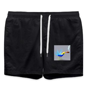 Autistic Art – Smoking relaxes the canary - Swim Trunks - black - Front - AI Model Male 185 light (185cm)