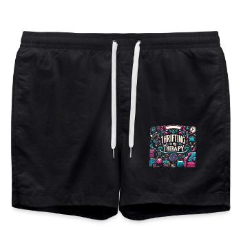 Thrifting Is My Therapy 8 - Badeshorts - Schwarz - Vorne - AI Model Male 185 light (185cm)