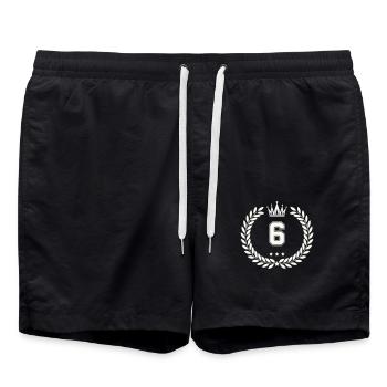 Coat of arms 6 - Swim Trunks - black - Front - AI Model Male 185 light (185cm)