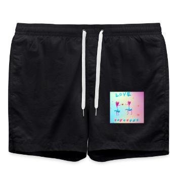 Autistic Art – Love - Swim Trunks - black - Front - AI Model Male 185 light (185cm)
