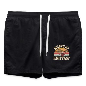 Humorvolle Strickbotschaft für kreative Frauen - Badeshorts - Schwarz - Vorne - AI Model Male 185 light (185cm)