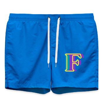 Letter f multicoloured - original gift idea - Swim Trunks - cobalt blue - Front