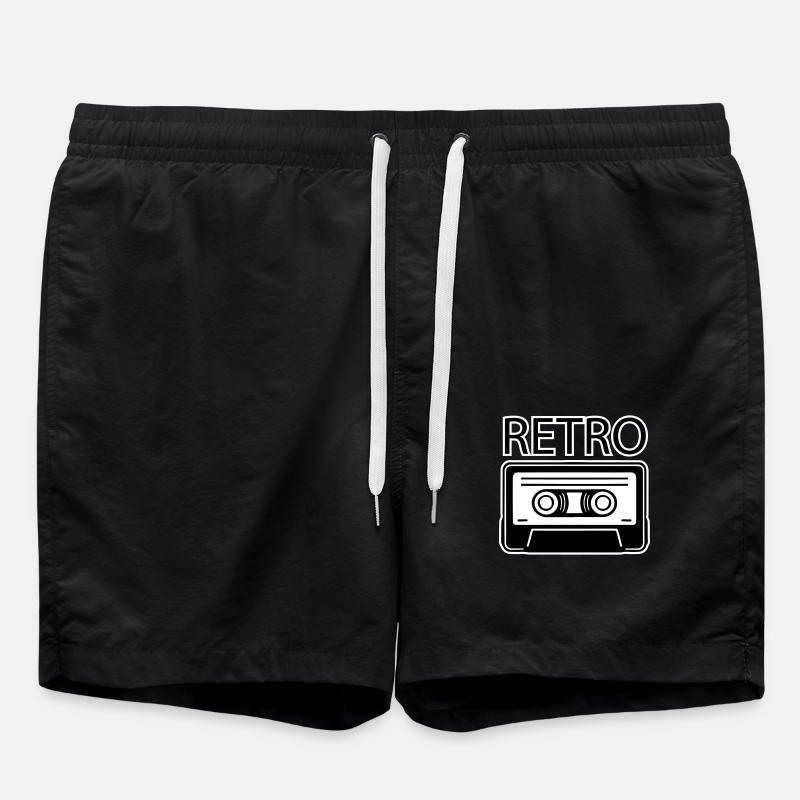 Oldschool Cassette - RETRO Design - Swim Trunks - black