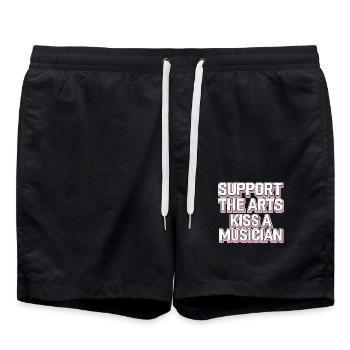 Support The Arts Kiss A Musician 3 - Badeshorts - Schwarz - Vorne - AI Model Male 185 light (185cm)