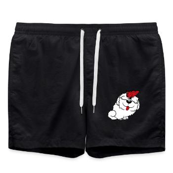 chien papillon nez mignon drôle heureux bande dessinée - Short de bain - noir - Devant - AI Model Male 185 light (185cm)