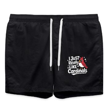 Kardinal Rotkardinal Vogel Roter Kardinal - Badeshorts - Schwarz - Vorne - AI Model Male 185 light (185cm)