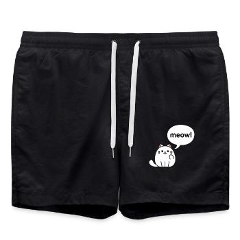 Miaou! - Chat Kawaii mignon - Short de bain - noir - Devant - AI Model Male 185 light (185cm)