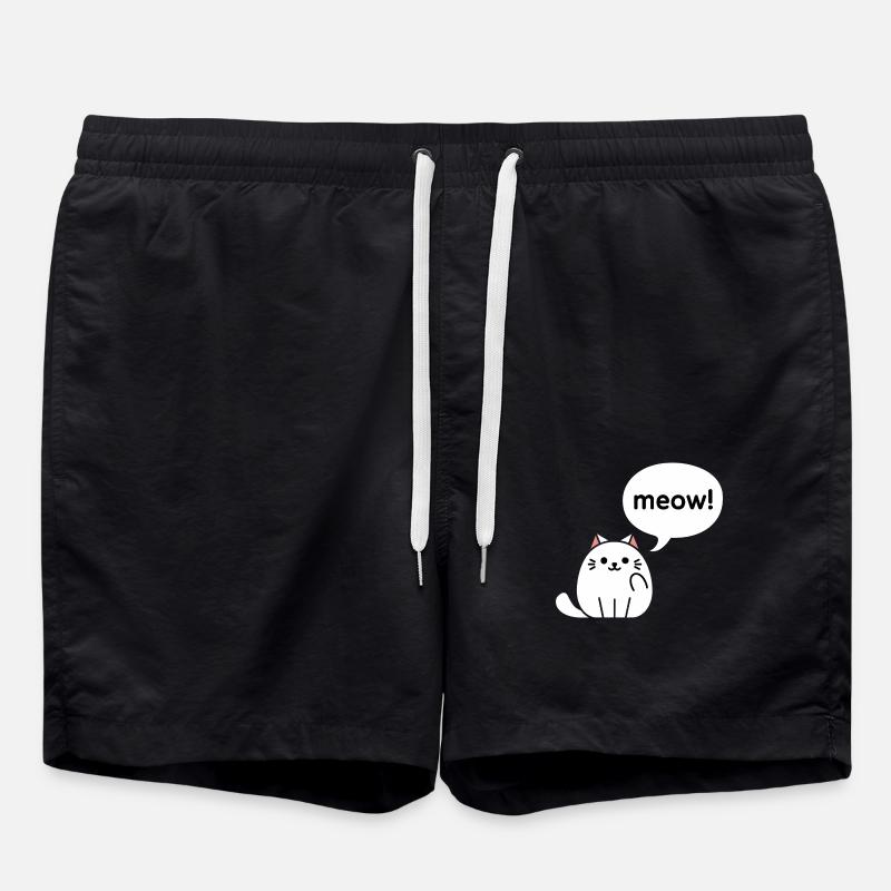 Meow! - Cute Kawaii Cat - Swim Trunks - black
