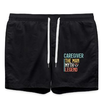 Caregiver The Man Myth Legend Caregiving Carer - Swim Trunks - black - Front - AI Model Male 185 light (185cm)