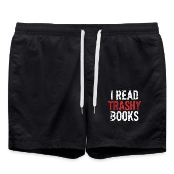 I Read Trashy Books 13 - Badeshorts - Schwarz - Vorne - AI Model Male 185 light (185cm)