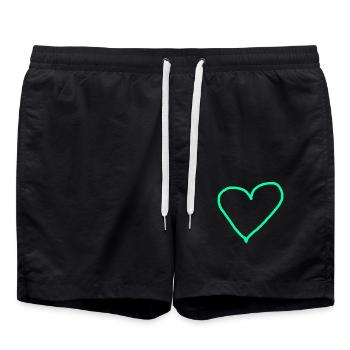 Idée cadeau coeur turquoise Turquoise vert bleu amour - Short de bain - noir - Devant - AI Model Male 185 light (185cm)