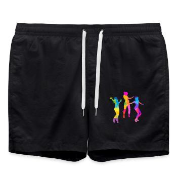 danseuse,danse,illustration,coloré,graffiti - Short de bain - noir - Devant - AI Model Male 185 light (185cm)