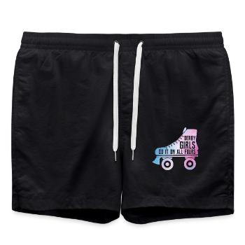 Derby Girls Do It On All Fours Roller Derby Skatin - Short de bain - noir - Devant - AI Model Male 185 light (185cm)