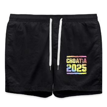 Kroatien 2025 Bunt - Badeshorts - Schwarz - Vorne - AI Model Male 185 light (185cm)
