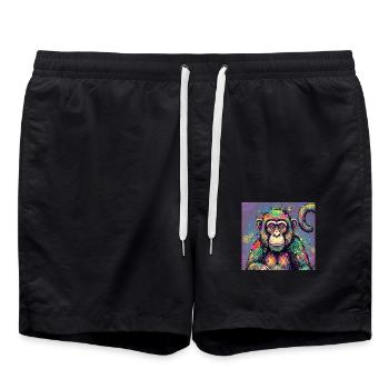 Design de singe psychédélique - Short de bain - noir - Devant - AI Model Male 185 light (185cm)