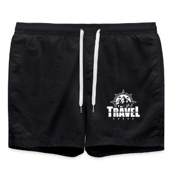 Travel Kompass Berge - Badeshorts - Schwarz - Vorne - AI Model Male 185 light (185cm)