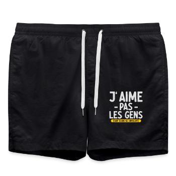 J’aime pas les gens T-shirt drôle français - Short de bain - noir - Devant - AI Model Male 185 light (185cm)