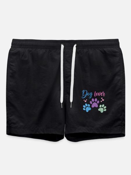 Dog Lover - Dog Paw - Swim Trunks - black