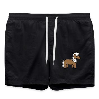 cheval mignon poney poulain cheval fille mignon bande dessinée - Short de bain - noir - Devant - AI Model Male 185 light (185cm)