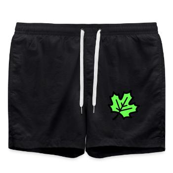 Maple Leaf Leaf Autumn Icon - Swim Trunks - black - Front - AI Model Male 185 light (185cm)