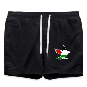 Free palestine - Swim Trunks - black - Front - AI Model Male 185 light (185cm)