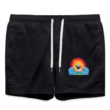 Mops Hund Hunde Seemann Seefahrer maritim Kinder - Badeshorts - Schwarz - Vorne - AI Model Male 185 light (185cm)
